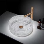 12mm Thickness Glass Vessel Basins Crystal Clear Sink No Leakage
