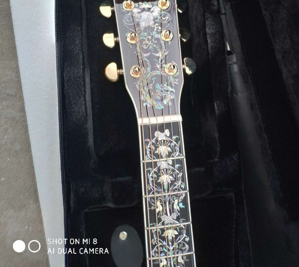 Aaaa All Real Abalone Super Deluxe Wood D45L Acoustic Guitar Customized Logo Is Available