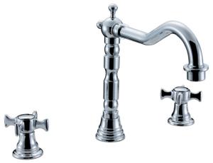 Quality Brass Two Handle Household Kitchen Sink Water Faucet Europe Archaize 3 Hole Kitchen Tap wholesale