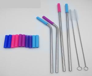 Quality Tooth Protection Flexible Silicone Tubing Food Grade Stainless Steel Straw Head Silicone Sleeve wholesale