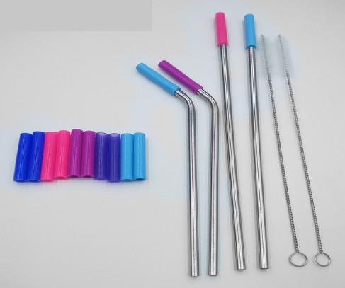 Tooth Protection Flexible Silicone Tubing Food Grade Stainless Steel Straw Head