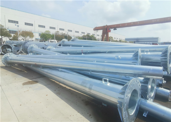 10M Galvanized Steel Pole 110kv Voltage Painting Surface Coating 6.0mm THK