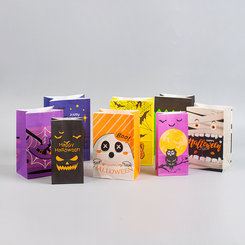 Custom Color Accepted Goodie Halloween Kraft Paper Candy Bags For Kids Luxury Packaging