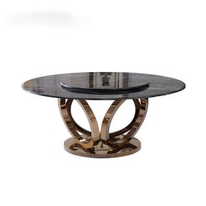 Quality Tempering Contemporary Luxury Dining Table 1350mm , Ebony Lazy Susan Dining Table wholesale