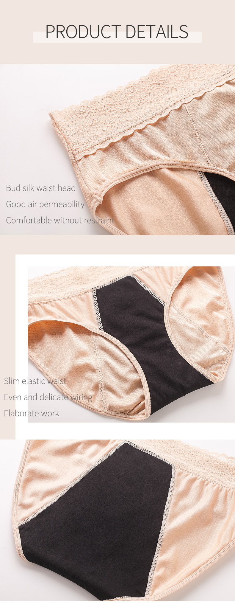 Sexy lace 4 Layers Leak proof Panties Menstrual High Rise for girls