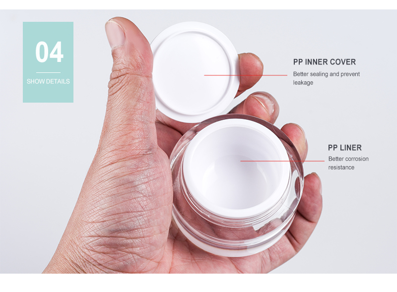 Double Wall Acrylic Round Hair Care Skincare Cream Jar Packaging With Dome Cap 15g 30g 50g