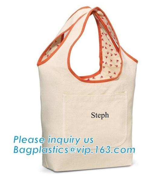 promotional orange canvas cotton shopping bags custom made handle eco friendly