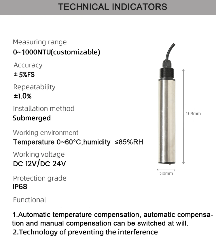 IP68 Protected High Range Digital Turbidity Nephelometric Meter with 30s Response Time