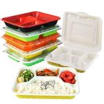 5 Compartment Plastic Takeaway Container Hinged Clamshell Lightweight