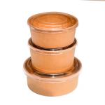 Waterproof Food Grade Paper Bowl Brown Takeout Ink Biodegradable Disposable