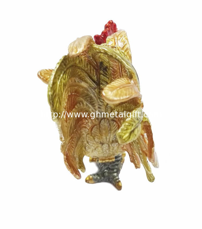 Fancy Mini Rooster Metal Jewelry Box pewter jewelry box with rooster design