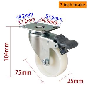 Quality White 75mm Trolley Wheels Light Duty 3 Inch Plate Casters 363P-23 wholesale