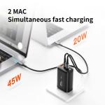 Travelling 2 Type C USB A GaN Chargers PD65W Fast Charging 65W