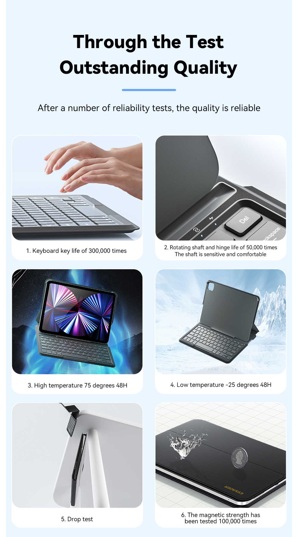 ESSAGER ES-JP03 Series for iPad 10 BT Magnetic Wireless Tablet Keyboard Case