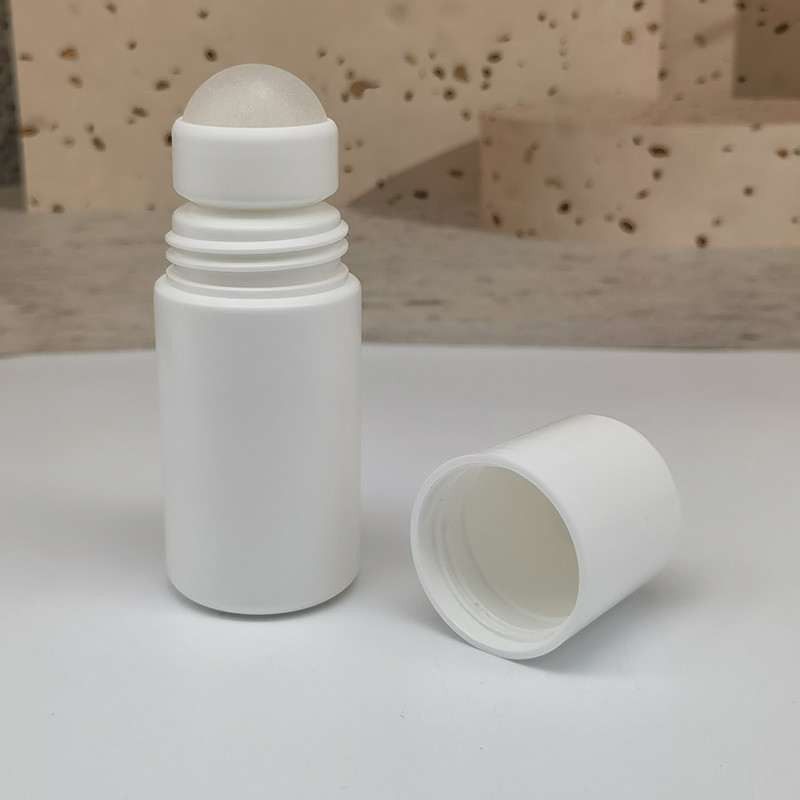 Flat Top Lid 50ml PE Plastic Roll On Bottle For Deodorant Essential Oil