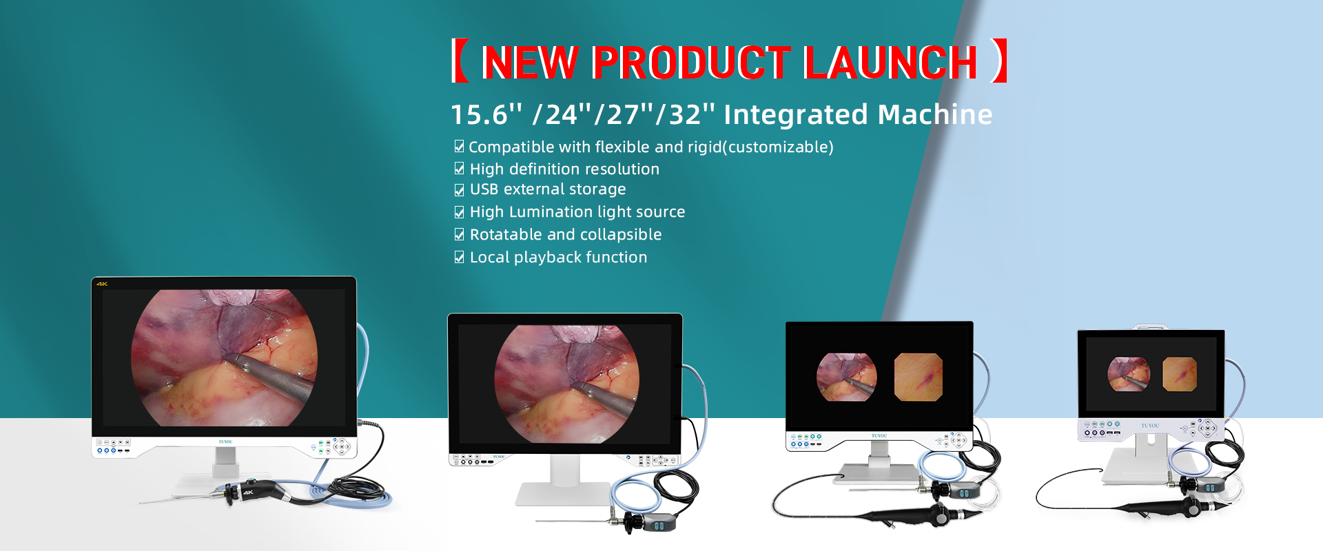 24in TUYOU Nasopharyngoscope Endoscope Camera Recorder For High Definition Laparoscopy Surgeries