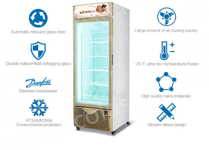 800L Glass Double Door Upright Display Freezer