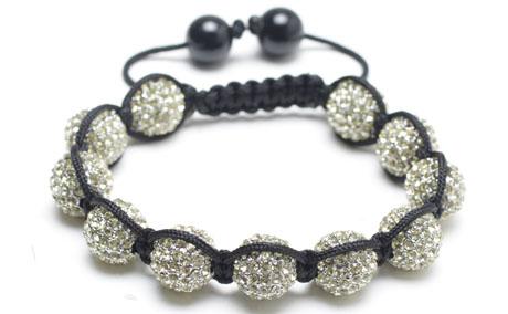 Shamballa Cross Bracelet, Light Yellow Crystal Pave Alloy Beads