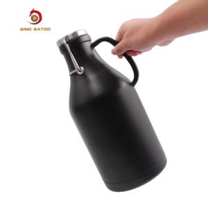 Quality Double Wall Flip Top Black Stainless Steel Growler 2 Liter wholesale