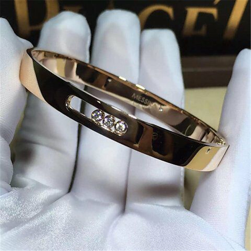 Luxury jewelry Luxury Jewelry Three drill sliding bracelet 18k white gold yellow gold rose gold diamond bracelet