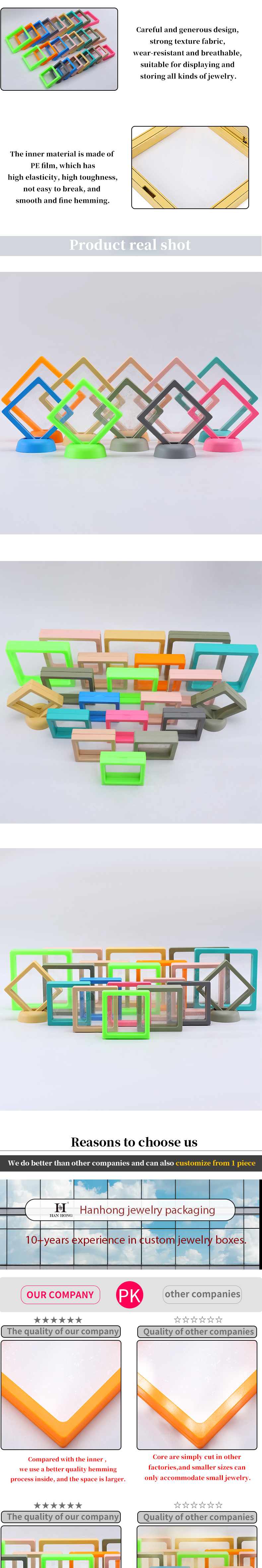 Multiple Colors Suspension Jewelry Display Box With Transparent PE Film