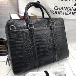 Business Style Genuine Crocodile Belly Skin Men's Working Bag Briefcase Exotic