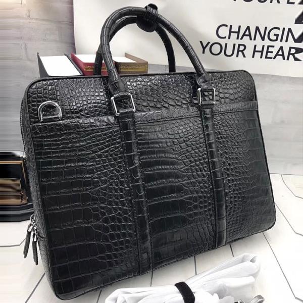 Business Style Genuine Crocodile Belly Skin Men's Working Bag Briefcase Exotic