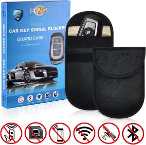 Quality Genuine Leather Car Key Faraday Bag Keyless Fob RFID Blocker Smooth Design wholesale