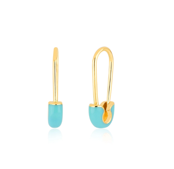 925 Sterling Silver Women's Fashion Pin Earrings adorned with Blue Enamel Drop Finish