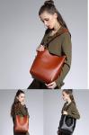 Large Shoulder Women Tote Handbags Cowhide 9.5inch OEM Acceptable