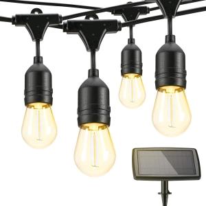 Quality 39ft S14 Edison Bulbs Solar Powered Waterproof String Lights wholesale