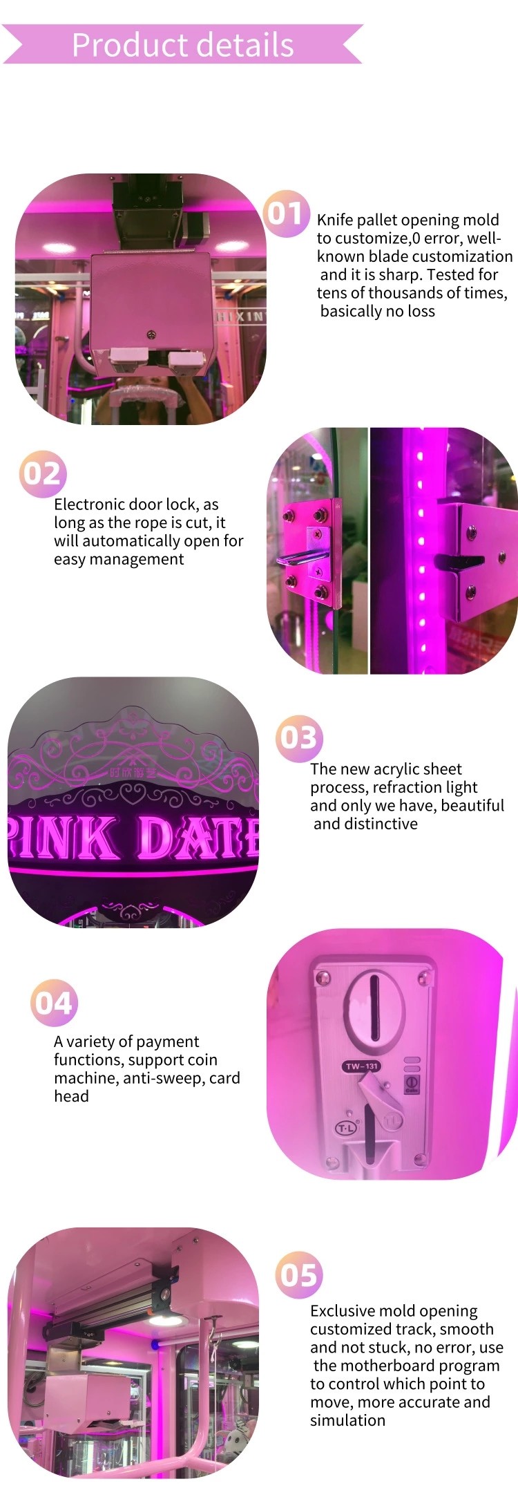 Luxury Cube Crane Claw Gift Vending Machine With 12 Months Warranty