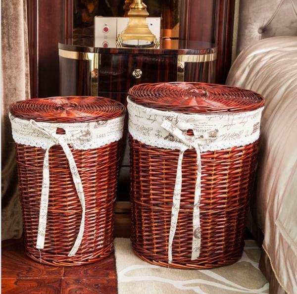Cheap Storage Rattan Wicker Willow Laundry Basket With Lid Fashion Natural