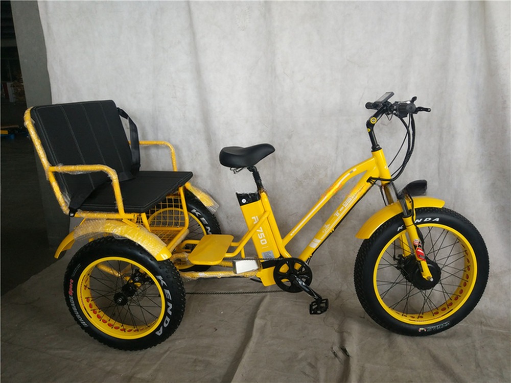 750W 48V E Bicycle 20 Inch Yellow Fat Tire Electric Bike for 31-60 km Range per Power