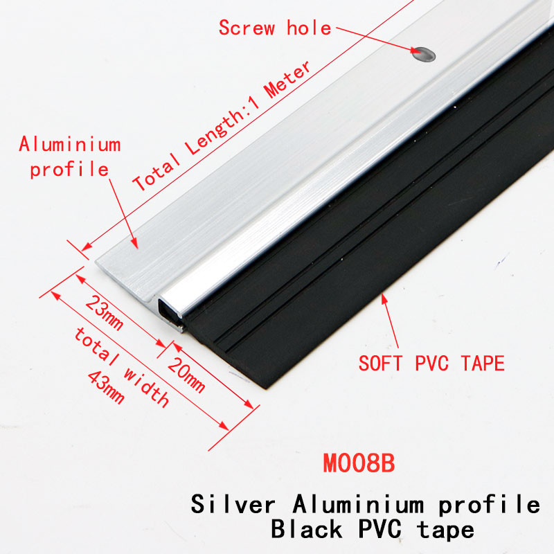 Screw Fixed 43mm Height Door Bottom Seal Strip With PVC Rubber