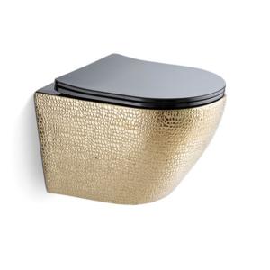 Quality Electroplated Black Gold Ceramic Wall Hanging Toilet Self Cleaning Glazed wholesale