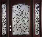 wrought iron glass with 10*10 steel bar and flemish tempred glass,1"