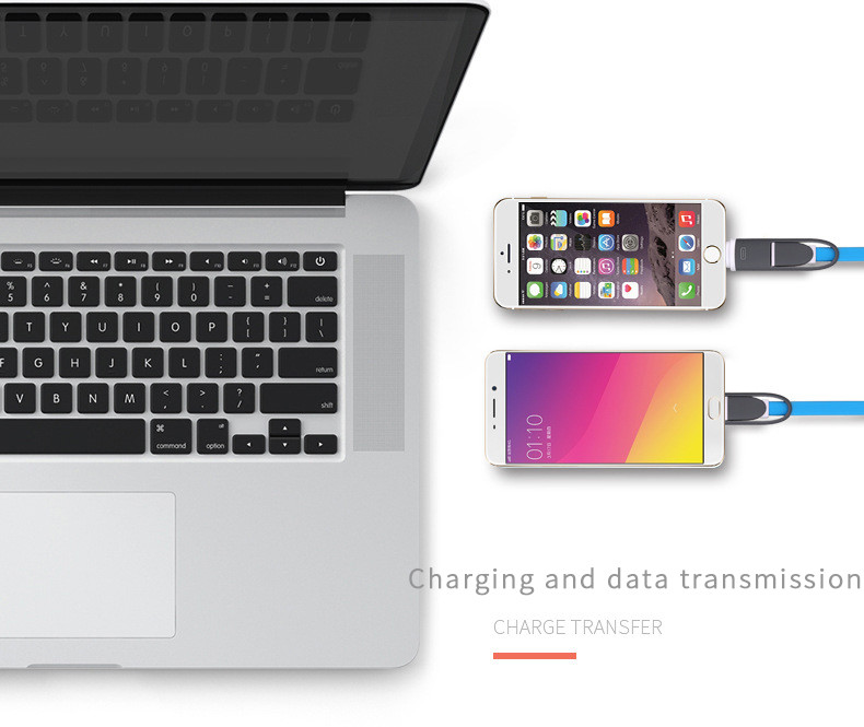 2 In 1 Multi Use Mobile Phone Micro Usb Cable For Iphone Android Cable Charger