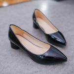 Spring Single Shoe Pointy Ladies High Heels 4cm Leather Upper Pumps Business
