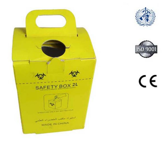 2L Safety box, Disposable Medical Cardboard Safety Box, Safety Box For Syringe,Needles and sharps, 2 Liters