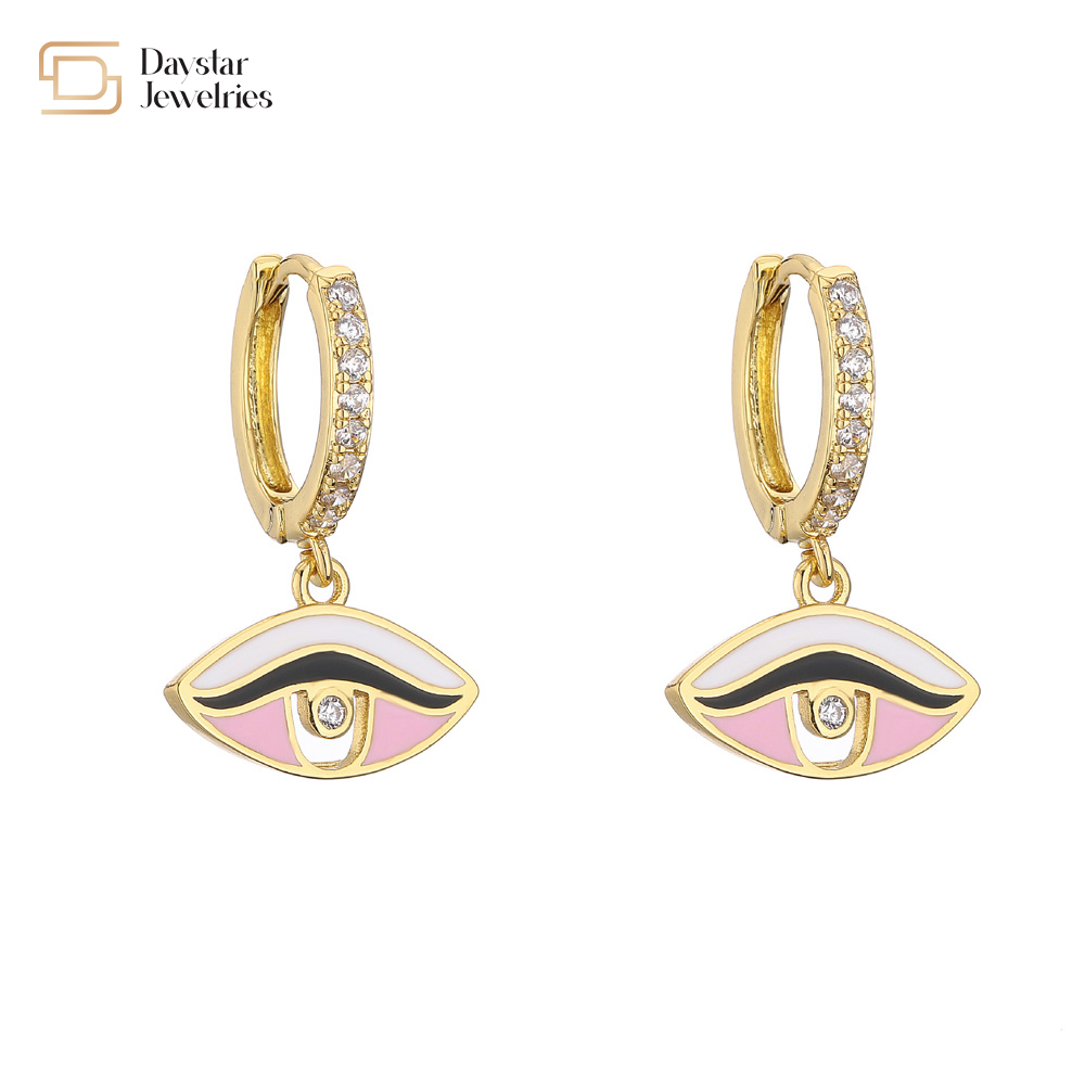 Zircon stone Evil Eye Earrings Colorful Enamel Diamond For Women