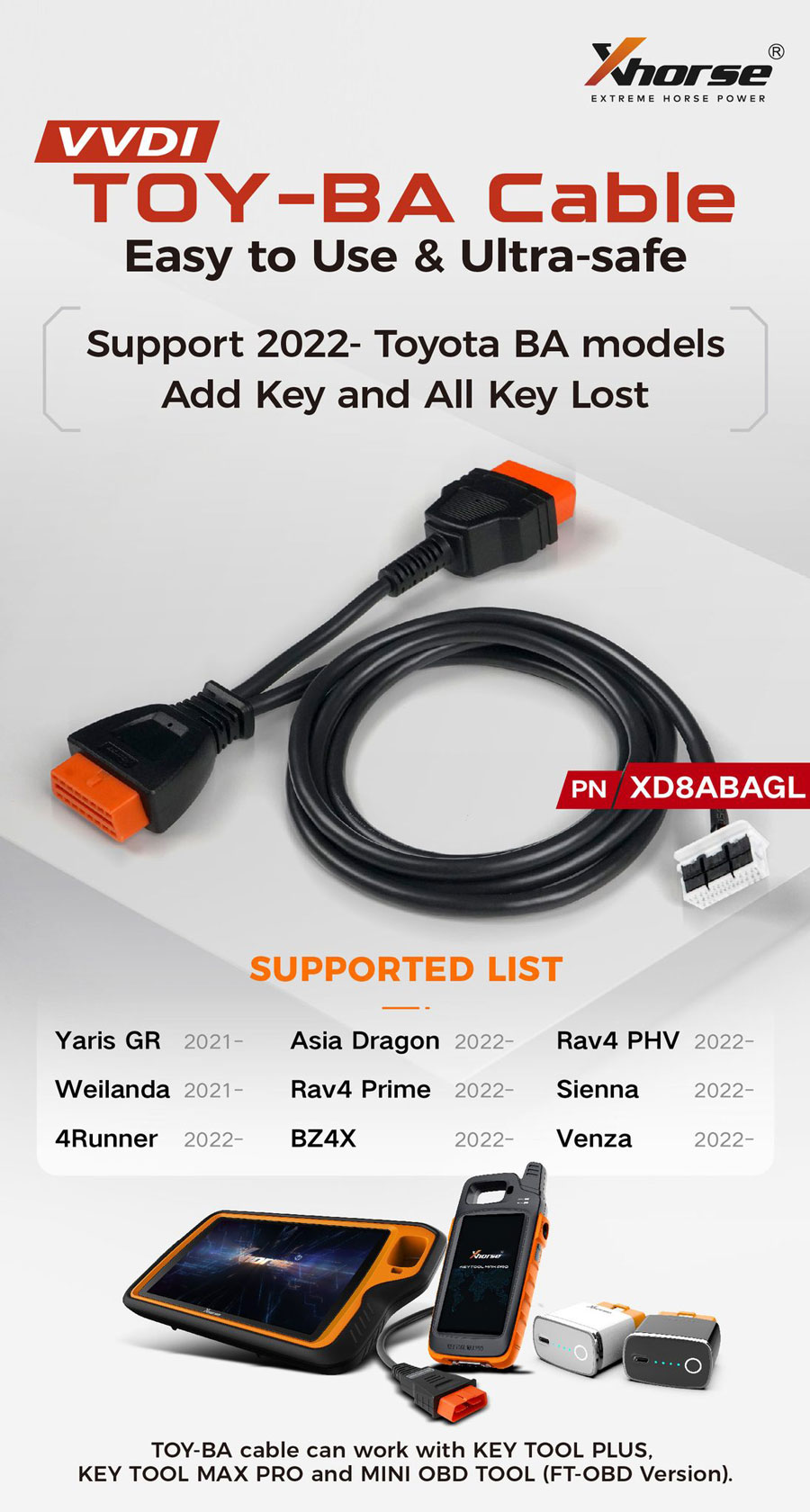 xhorse Toyota 8A BA AKL cable