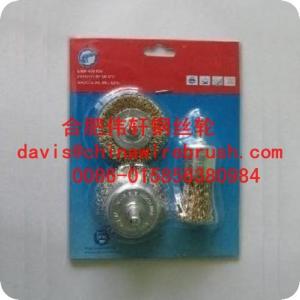 Quality 3pcs cup brush with shank crimped wire wholesale