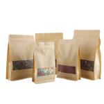 Flat Bottom Clear Window Food Package Brown Kraft Paper Bag for Snack