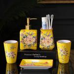 Glazed Ceramic Bathroom Set , Lotion Dispenser Golf Bathroom Accessories Sets