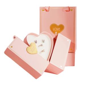 Quality Jewellery Ring Necklace Pink Gift Festival Gift Boxes Packaging Double Heart Personalised wholesale