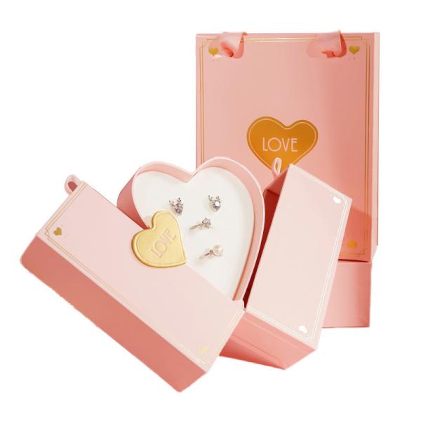 Jewellery Ring Necklace Pink Gift Festival Gift Boxes Packaging Double Heart