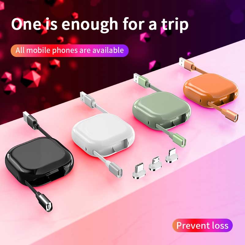 Custom Retractable OD 3.5mm Magnetic Data Cable 3A Fast Charging