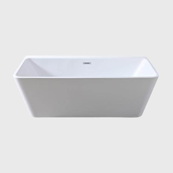 Indoor Freestanding Tub Against Wall Acrylic Soaking Fluted Back To Wall Bath