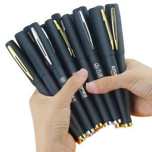 Quality Custom Logo Imprint Black Rubber Coated Plastic Gel Ink Pens for Stationery Promotion wholesale